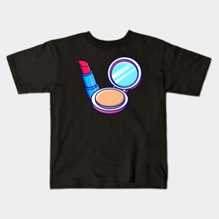 Floating Face Powder And Lipstick Cartoon Kids T-Shirt